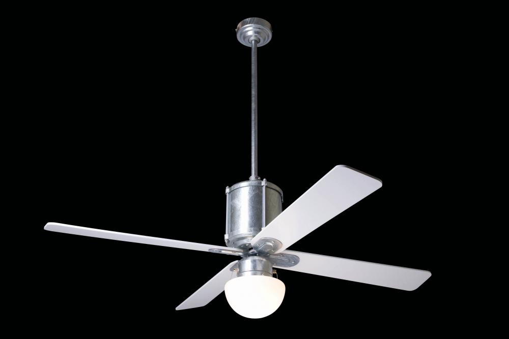 Industry Fan; Galvanized Finish; 52&#34; Black Blades; 26W GU24 Energy Saving CFL Closed; No Control