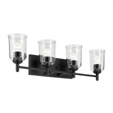  45575BKCLR - Shailene 29.75" 4-Light Vanity Light with Clear Glass in Black