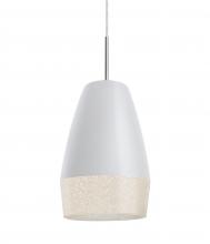 Besa Lighting 1JC-ABU12WH-LED-SN - Besa, Abu 12 Cord Pendant, White/Glitter, Satin Nickel Finish, 1x9W LED