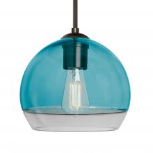 Besa Lighting 1JC-ALLY8BL-EDIL-BR - Besa, Ally 8 Cord Pendant, Coral Blue/Clear, Bronze Finish, 1x5W LED Filament