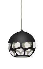 Besa Lighting 1JC-ROCKYBK-LED-BR - Besa, Rocky Cord Pendant, Black, Bronze Finish, 1x9W LED