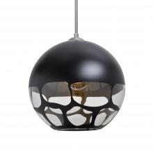  1JC-ROCKYBK-LED-SN-L - Besa, Rocky Cord Pendant, Black, Satin Nickel Finish, 1x9W LED, 15Ft. Cord