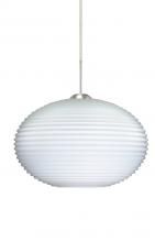  1JT-491307-LED-SN - Besa Pendant Pape 12 Satin Nickel Opal Ribbed 1x9W LED