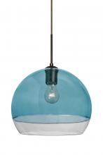 Besa Lighting 1JT-ALLY12BL-BR - Besa, Ally 12 Cord Pendant, Coral Blue/Clear, Bronze Finish, 1x60W Medium Base