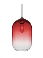 Besa Lighting 1JT-OMEGA12RD-BR - Besa, Omega 12 Cord Pendant,Red/Clear, Bronze Finish, 1x60W Medium Base