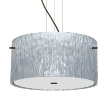 Besa Lighting 1KV-4008SS-BR - Besa Pendant Tamburo 16 Bronze Stone Silver Foil 3x100W Medium Base