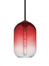 Besa Lighting 1TT-OMEGA12RD-EDIL-BR - Besa, Omega 12 Stem Pendant, Red/Clear, Bronze Finish, 1x4W LED Filament