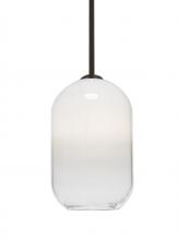 Besa Lighting 1TT-OMEGA12WH-BR - Besa, Omega 12 Stem Pendant,White/Clear, Bronze Finish, 1x60W Medium Base