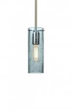 Besa Lighting 1TT-JUNI10BL-EDIL-SN - Besa, Juni 10 Stem Pendant, Blue Bubble, Satin Nickel, 1x4W LED Filament