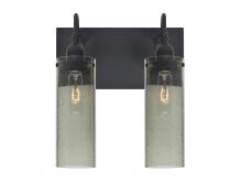 Besa Lighting 2WG-JUNI10MS-BK - Besa Juni 10 Vanity, Moss Bubble, Black Finish, 2x60W Medium Base