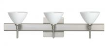 Besa Lighting 3SW-174307-LED-SN-SQ - Besa Wall With SQ Canopy Domi Satin Nickel White 3x5W LED