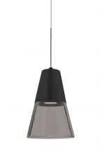 Besa Lighting RXP-TIMO6BS-LED-SN - Besa, Timo 6 Cord Pendant,Smoke/Black, Satin Nickel Finish, 1x9W LED