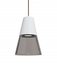 Besa Lighting X-TIMO6WS-LED-BR-L - Besa, Timo 6 Cord Pendant For Multiport Canopies,Smoke/White, Bronze Finish, 1x9W LED