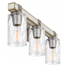 Worldwide Lighting Corp E20007-015 - Edison 3-Light Galvanized & Antique White Wash Wood Vanity Light 6“ X 24” X 9.25“