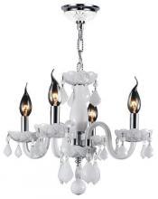 Worldwide Lighting Corp W83100C16-WH - Clarion 4-Light Chrome Finish and White Crystal Chandelier 16 in. Dia x 12 in. H Mini