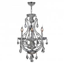 Worldwide Lighting Corp W83114C16-CL - Lyre Collection 4 Light Chrome Finish and Clear Crystal Chandelier 16&#34; D x 28&#34; H Mini