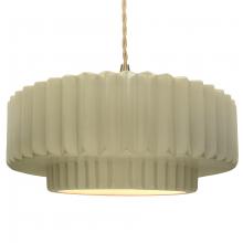  CER-6555-VAN-BRSS-BEIG-TWST - Large Tier Pleated 1-Light Pendant