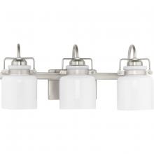 Progress P300440-009 - Fessler Collection Three-Light Brushed Nickel Opal Glass Farmhouse Bath Light