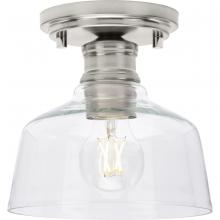 Progress P350226-009 - Singleton Collection One-Light 7.62&#34; Brushed Nickel Farmhouse Small Semi-Flush Mount Light with