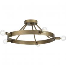 Progress P350240-196 - Breckenridge Collection Five-Light Aged Bronze Rustic Farmhouse Semi-Flush Mount