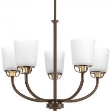  P400009-020 - West Village Collection Five-Light Antique Bronze Etched Double Prismatic Glass Farmhouse Chandelier