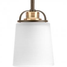  P500006-020 - West Village Collection One-Light Antique Bronze Etched Double Prismatic Glass Farmhouse Pendant Lig