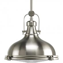 Progress P5188-09 - Fresnel Lens Collection One-Light Brushed Nickel Fresnel Glass Coastal Pendant Light