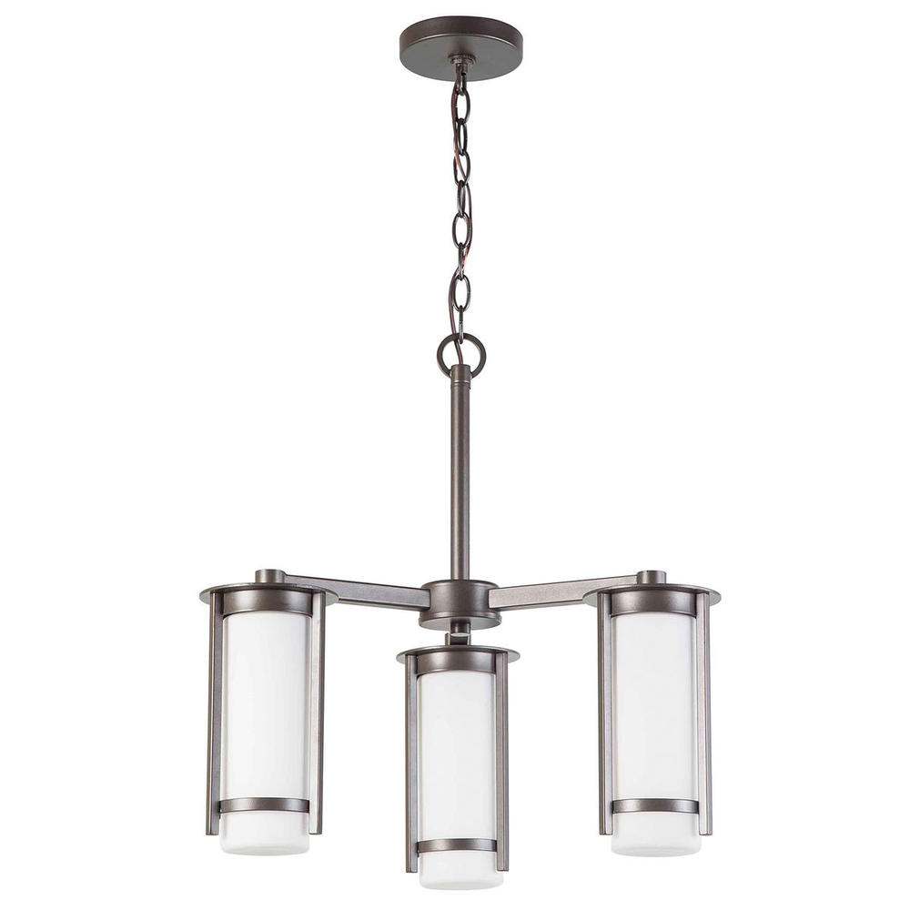 3x60W Chandelier w/ Graphite  Finish &  White Glass