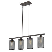 Eglo 203474A - 4x60W Linear Pendant w/ Oil Rubbed Bronze Finish & Metal Cage Shades