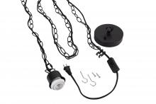 Craftmade SW1004-FB - Swag Hardware Kit 15&#39; Black Cloth Cord w/Socket, Chain and Canopy in Flat Black