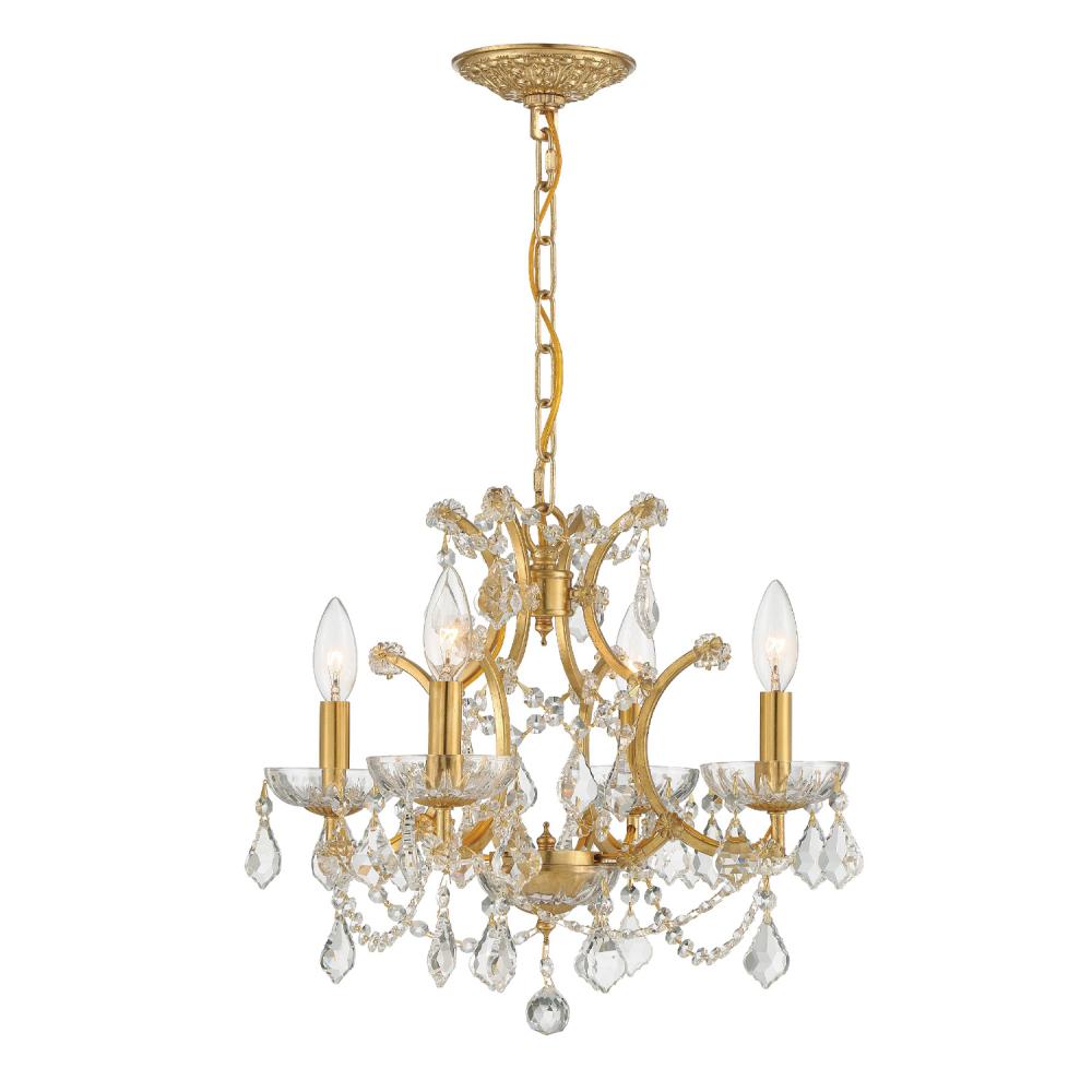 Filmore 4 Light Spectra Crystal Antique Gold Mini Chandelier