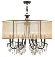 Crystorama 5628-EB - Hampton 8 Light Drum Shade Bronze Chandelier