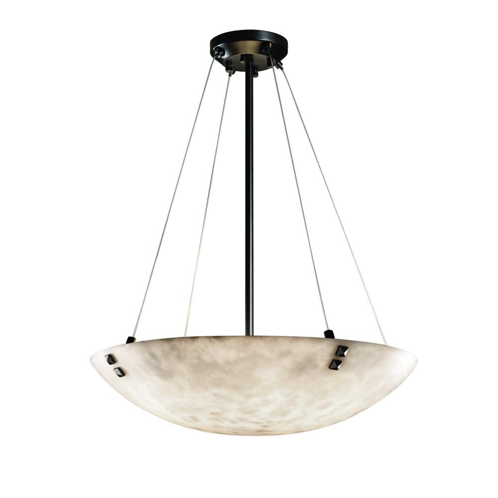 24" LED Pendant Bowl w/ PAIR SQUARE W/ POINTS FINIALS