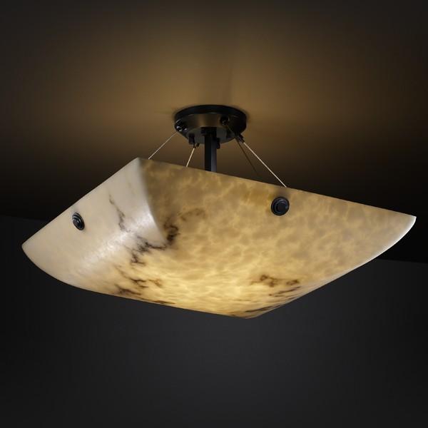 24" LED Semi-Flush Bowl w/ Pair Square Finials