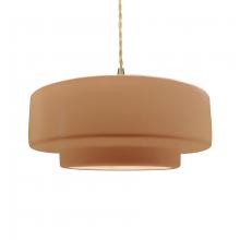 Justice Design Group CER-6545-ADOB-BRSS-BEIG-TWST - Large Tier 1-Light Pendant