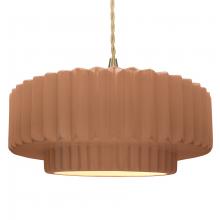 Justice Design Group CER-6555-ADOB-BRSS-BEIG-TWST - Large Tier Pleated 1-Light Pendant