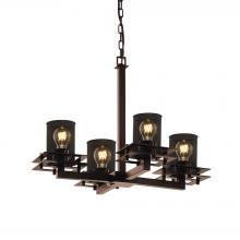 Justice Design Group MSH-8100-10-DBRZ - Metropolis 4-Light Chandelier - Uplight (2 Flat Bars)