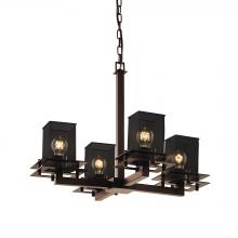 Justice Design Group MSH-8100-15-DBRZ - Metropolis 4-Light Chandelier - Uplight (2 Flat Bars)