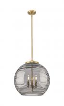  221-3S-BB-G1213-18SM - Athens Deco Swirl - 3 Light - 18 inch - Brushed Brass - Cord hung - Pendant