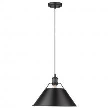 Golden 3306-L BLK-BLK - Orwell BLK Large Pendant - 14&#34; in Matte Black with Matte Black shade