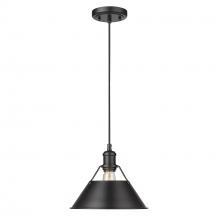 Golden 3306-M BLK-BLK - Orwell BLK Medium Pendant - 10&#34; in Matte Black with Matte Black shade