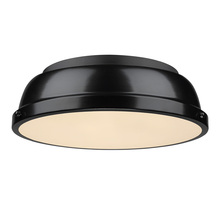 Golden 3602-14 BLK-BK - Duncan 14&#34; Flush Mount in Black with a Black Shade