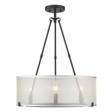 Golden 5019-3SF-XL BLK - Alyssa 3 Light Semi-Flush with (short and long rod) in Matte Black