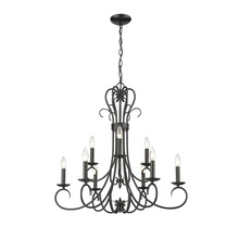 Golden 8606-CN9 BLK - Homestead 2 Tier - 9 Light Candelabra Chandelier in Matte Black