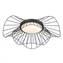 Golden 9136-FM24 NB-OP - Elena Flush Mount - 24&#34; in Natural Black with Opal Glass Shade