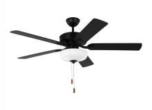 Generation Lighting 5LDDC52MBKD - Linden 52&#39;&#39; traditional dimmable LED indoor midnight black ceiling fan with light kit and re