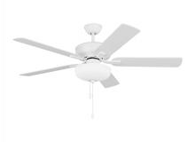 Generation Lighting 5LDDC52RZWD - Linden 52&#39;&#39; traditional dimmable LED indoor matte white ceiling fan with light kit and rever