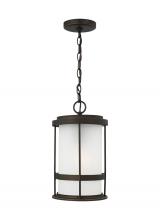  6290901EN3-71 - Wilburn modern 1-light LED outdoor exterior ceiling hanging pendant lantern in antique bronze finish