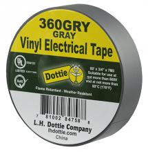 LH Dottie 360GRY - 3/4&#34; X 60&#39; X 7 Mil. Electrical Tape (Gra