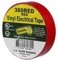 LH Dottie 360RED - 3/4&#34; X 60&#39; X 7 Mil. Electrical Tape (Red